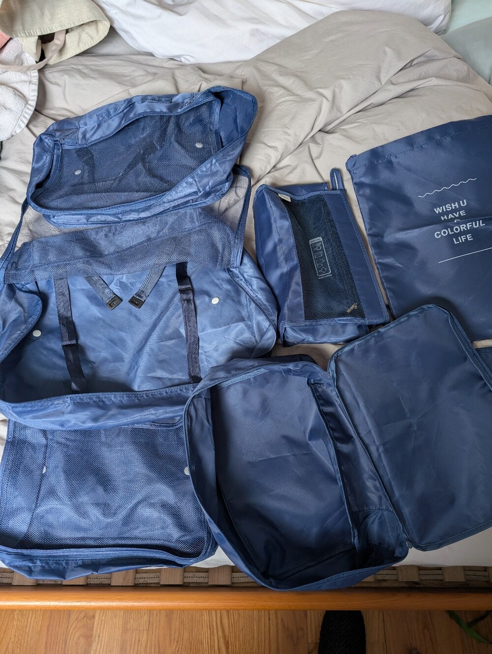 Navy Nylon Mesh Packing Cube Organizer 7-piece Set